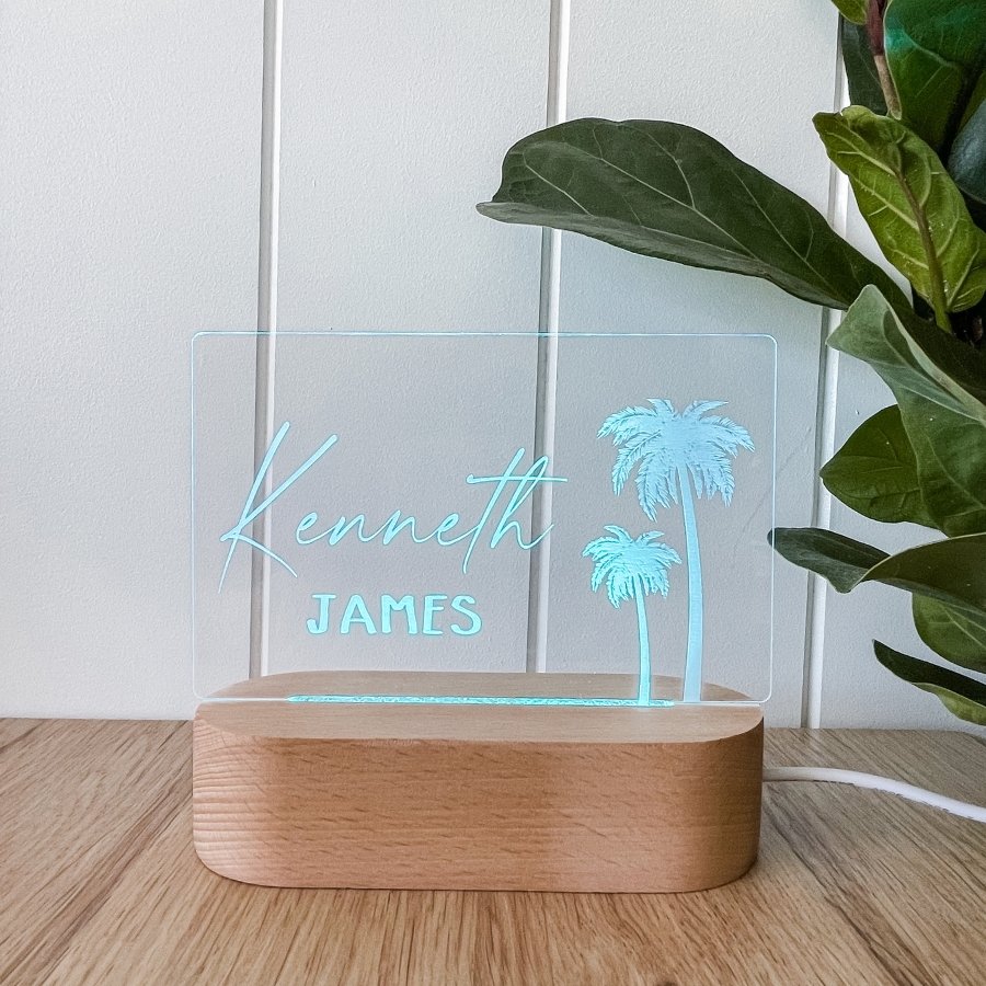 Personalised Baby Night Light - Palm Trees - Ayla & Lara