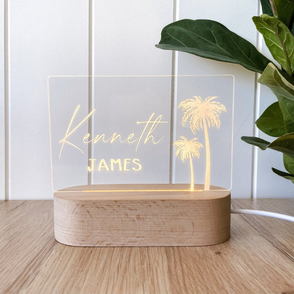 Personalised Baby Night Light - Palm Trees - Ayla & Lara