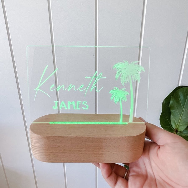 Personalised Baby Night Light - Palm Trees - Ayla & Lara