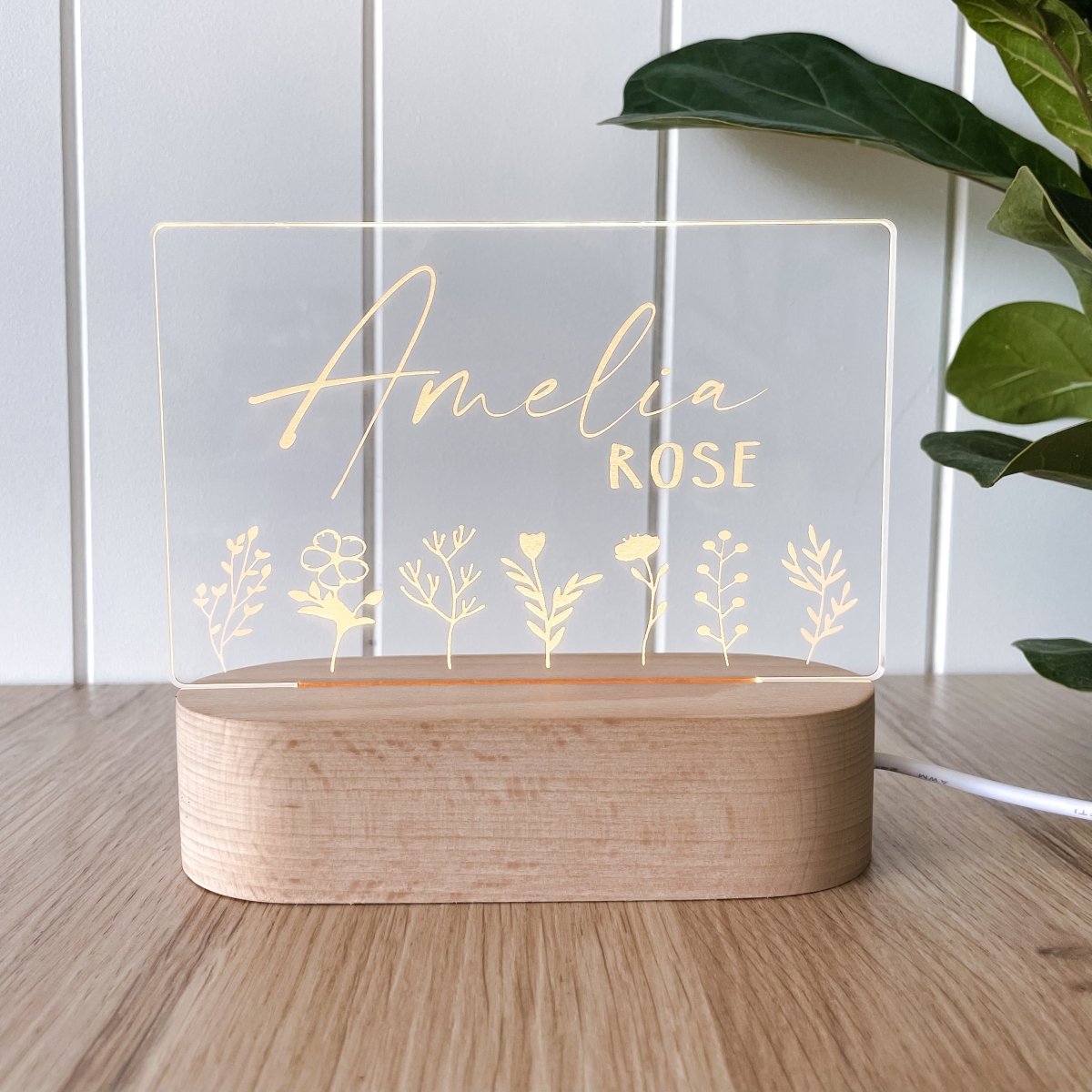 Personalised Baby Night Light - Wildflowers - Ayla & Lara