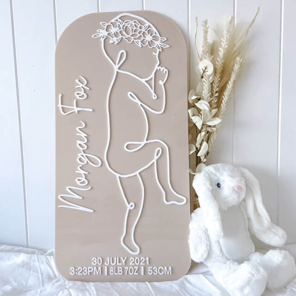 Personalised Birth Plaque in 1:1 Scale - Ayla & Lara