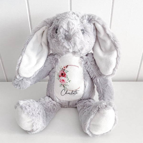 Personalised Grey Bunny - Initial - Ayla & Lara