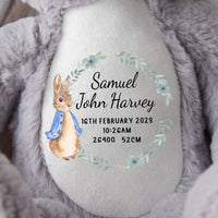 Personalised Teddy | Peter Rabbit Birth Announcement - Ayla & Lara