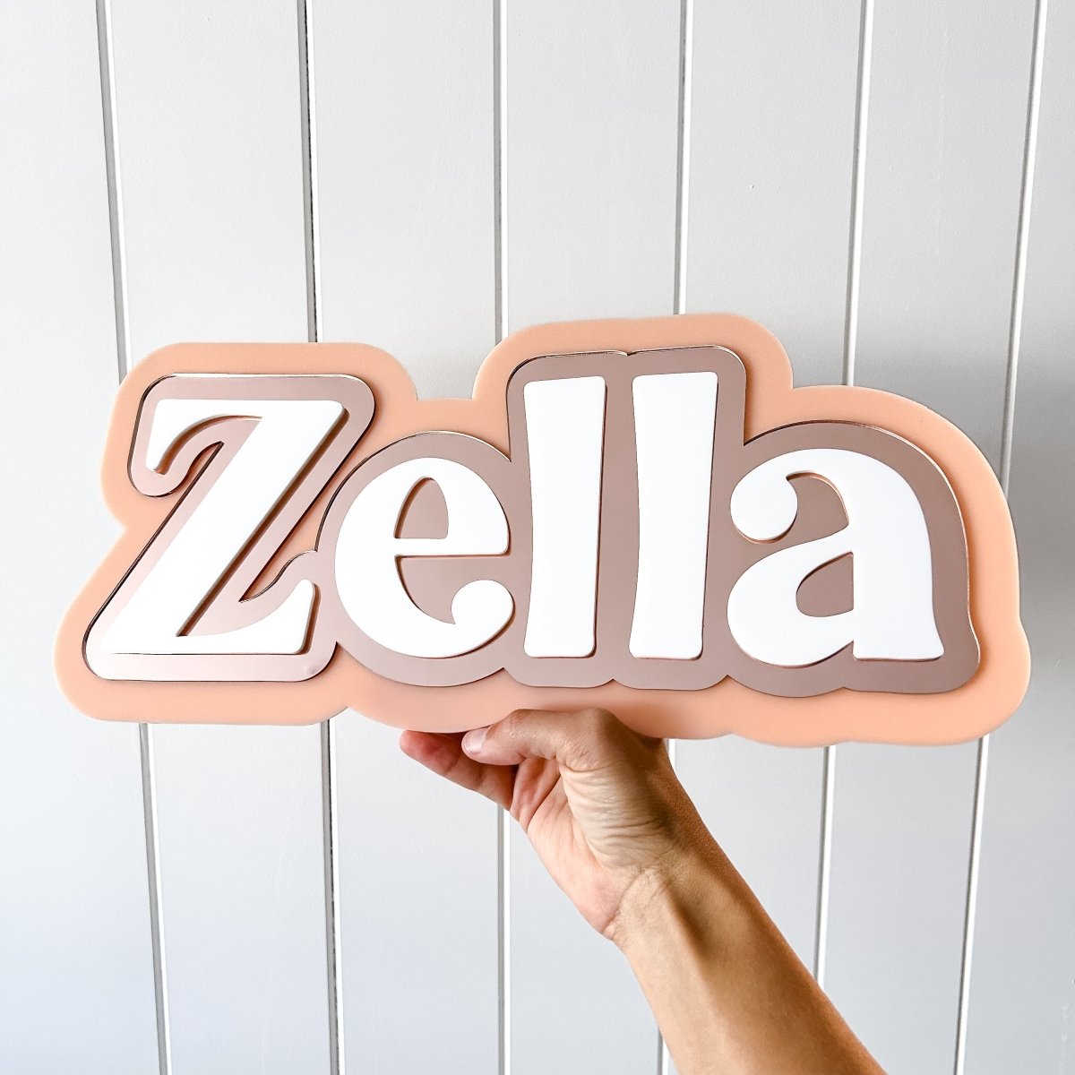 Retro Triple Layered Name Plaque - Ayla & Lara