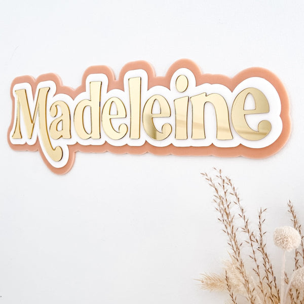 Retro Triple Layered Name Plaque - Ayla & Lara