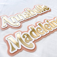 Retro Triple Layered Name Plaque - Ayla & Lara