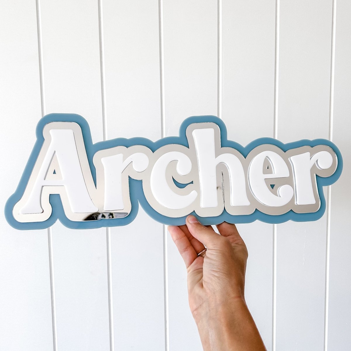 Retro Triple Layered Name Plaque - Ayla & Lara