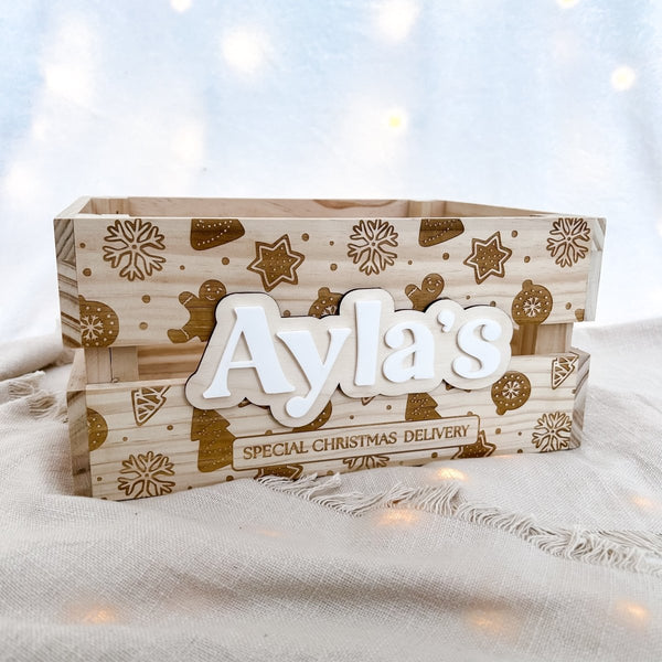 Wooden Christmas Crate - Ayla & Lara