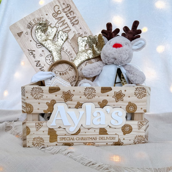 Wooden Christmas Crate - Ayla & Lara